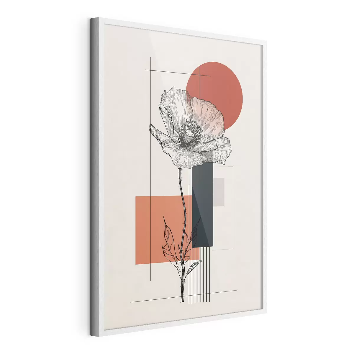 Plakat Graficzny mak na geometrycznym tle f49230