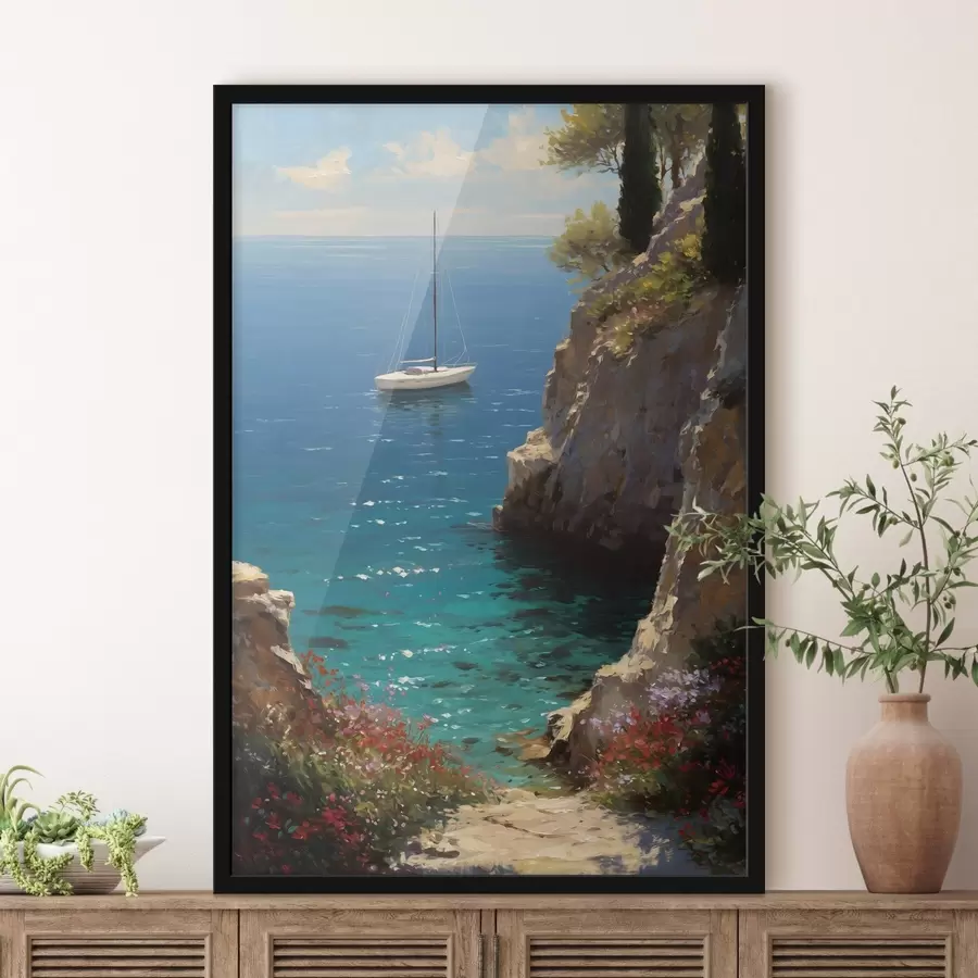 Fototapeta Port morski z jachtem w stylu obrazu olejnego f49240