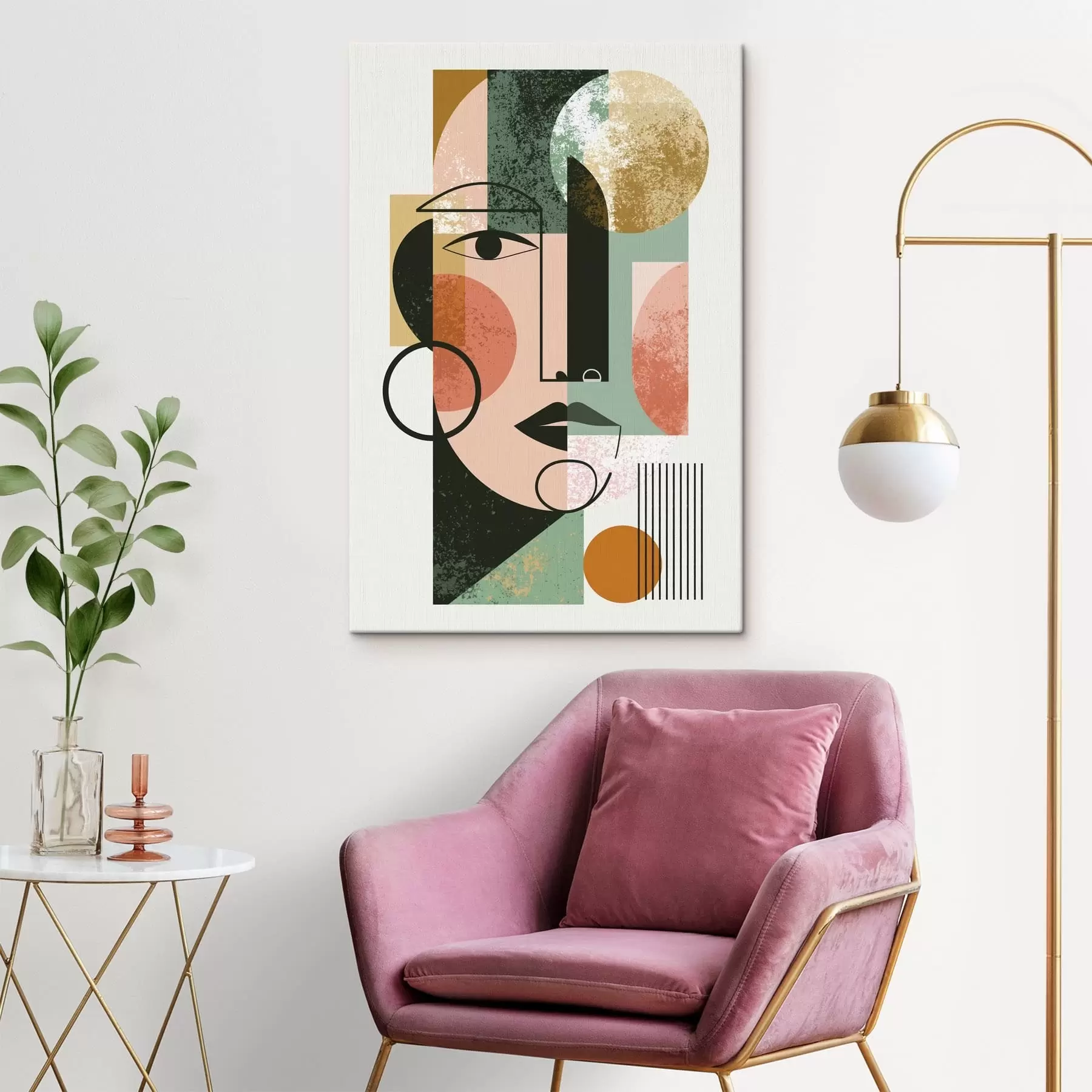 Obraz Abstrakcyjny portret z geometrycznymi kształtami s49341