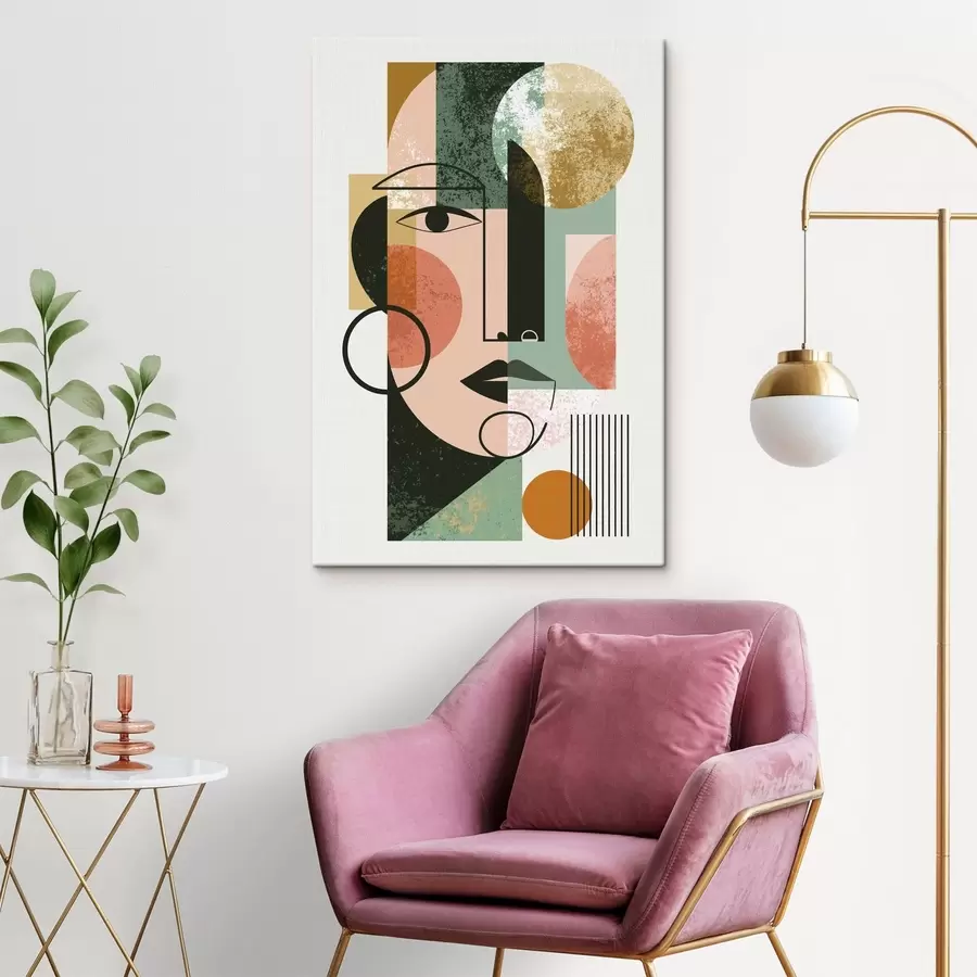 Obraz Abstrakcyjny portret z geometrycznymi kształtami s49341