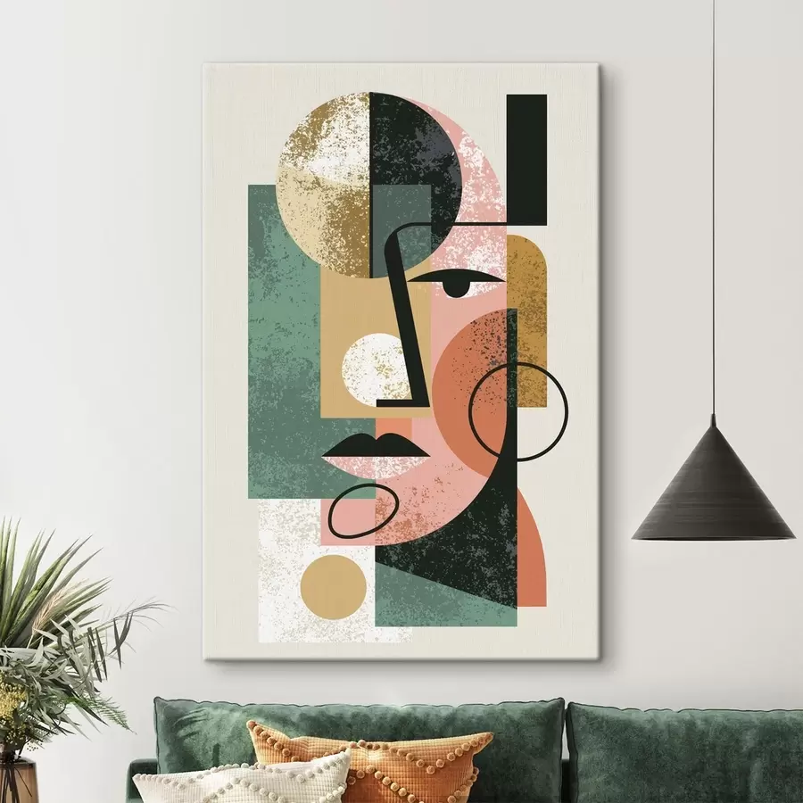 Obraz Abstrakcyjny portret z geometrycznymi kształtami s49342