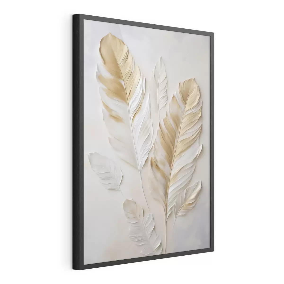 Plakat Stylizowany obraz przedstawiający płaskie pióra f49387