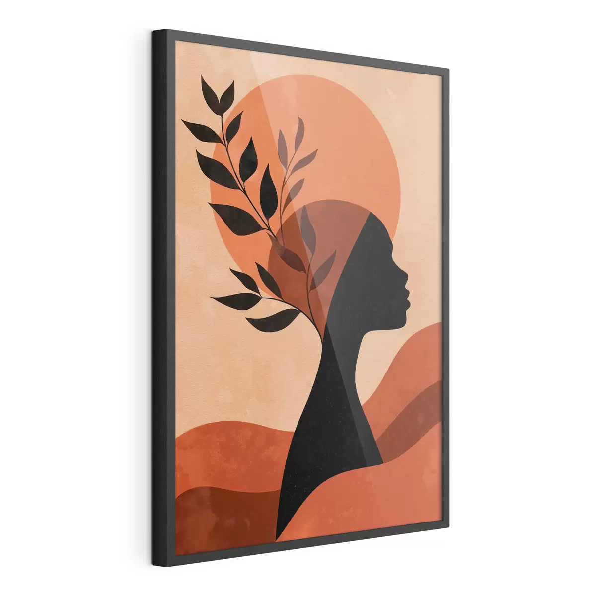 Plakat Sylwetka kobiety z liśćmi f49440