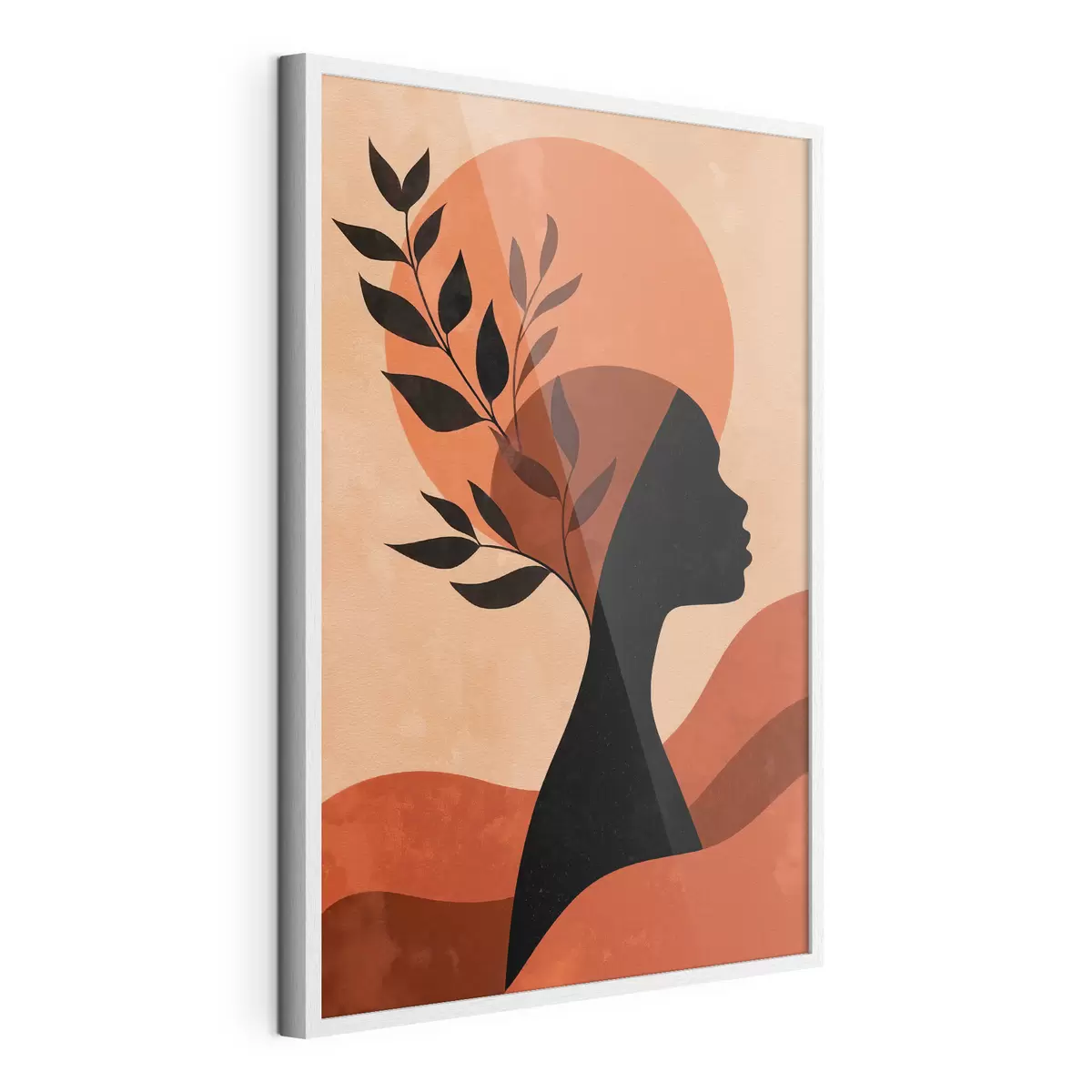 Plakat Sylwetka kobiety z liśćmi f49440