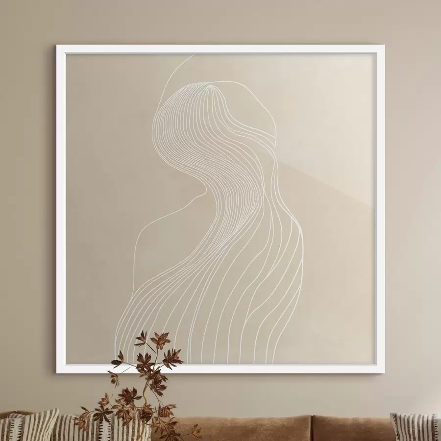 Fototapeta Abstrakcyjna sylwetka kobiety narysowana białymi liniami w stylu minimalistycznym f48875