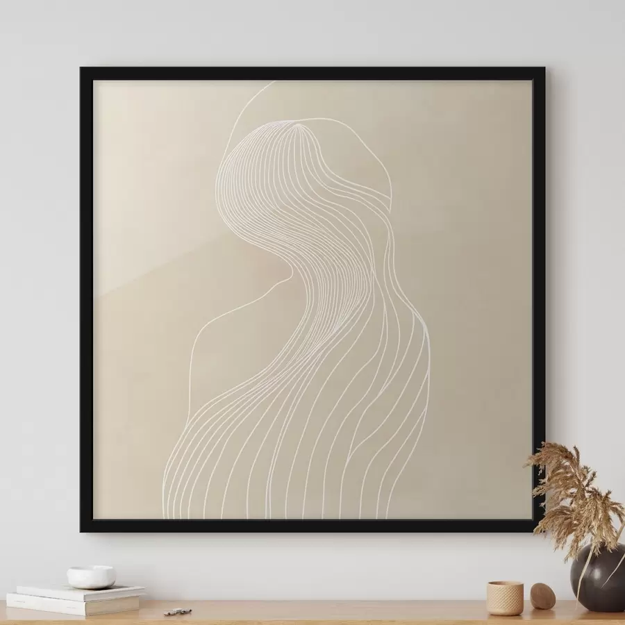 Fototapeta Abstrakcyjna sylwetka kobiety narysowana białymi liniami w stylu minimalistycznym f48875