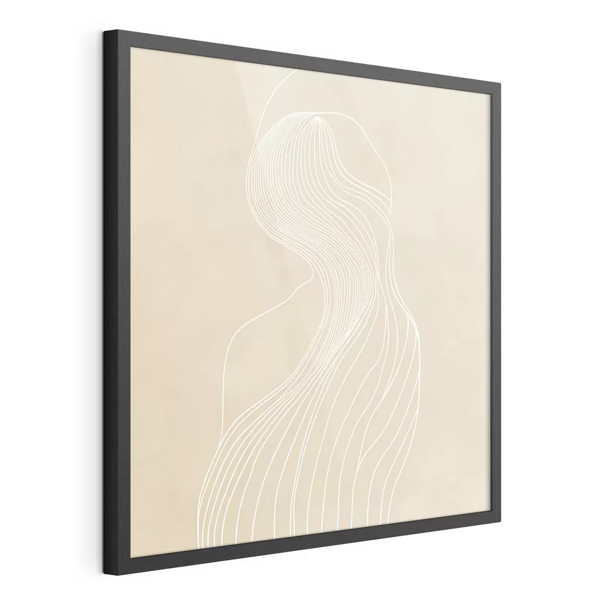 Plakat Abstrakcyjna sylwetka kobiety narysowana białymi liniami w stylu minimalistycznym f48875