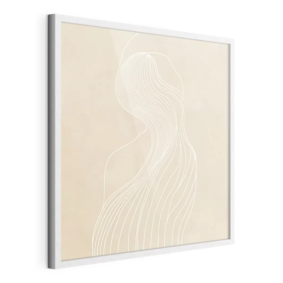Plakat Abstrakcyjna sylwetka kobiety narysowana białymi liniami w stylu minimalistycznym f48875