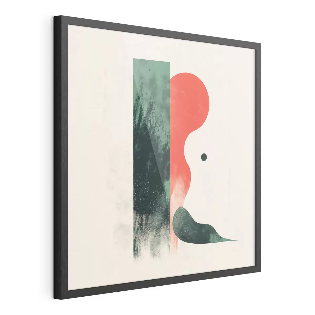 Plakat Nowoczesna kompozycja geometryczna z abstrakcyjnymi motywami w kolorach czerwonym i zielonym f48888