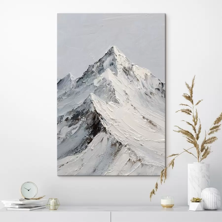 Obraz Ośnieżone szczyty górskie w stylu impasto s49460