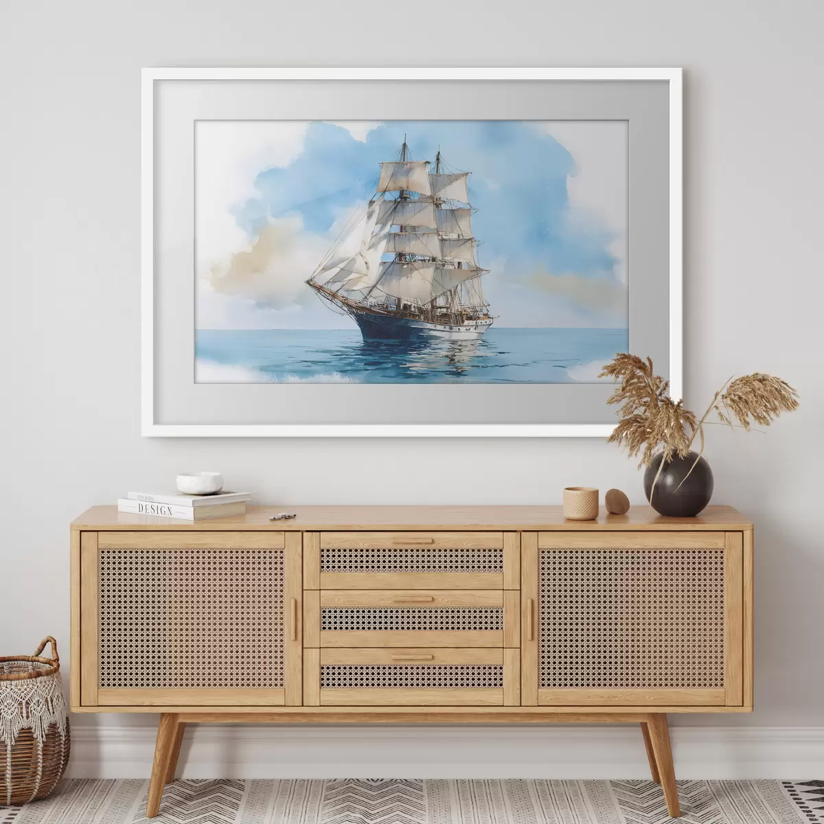 Plakat Statek na morzu w stylu akwareli f49421