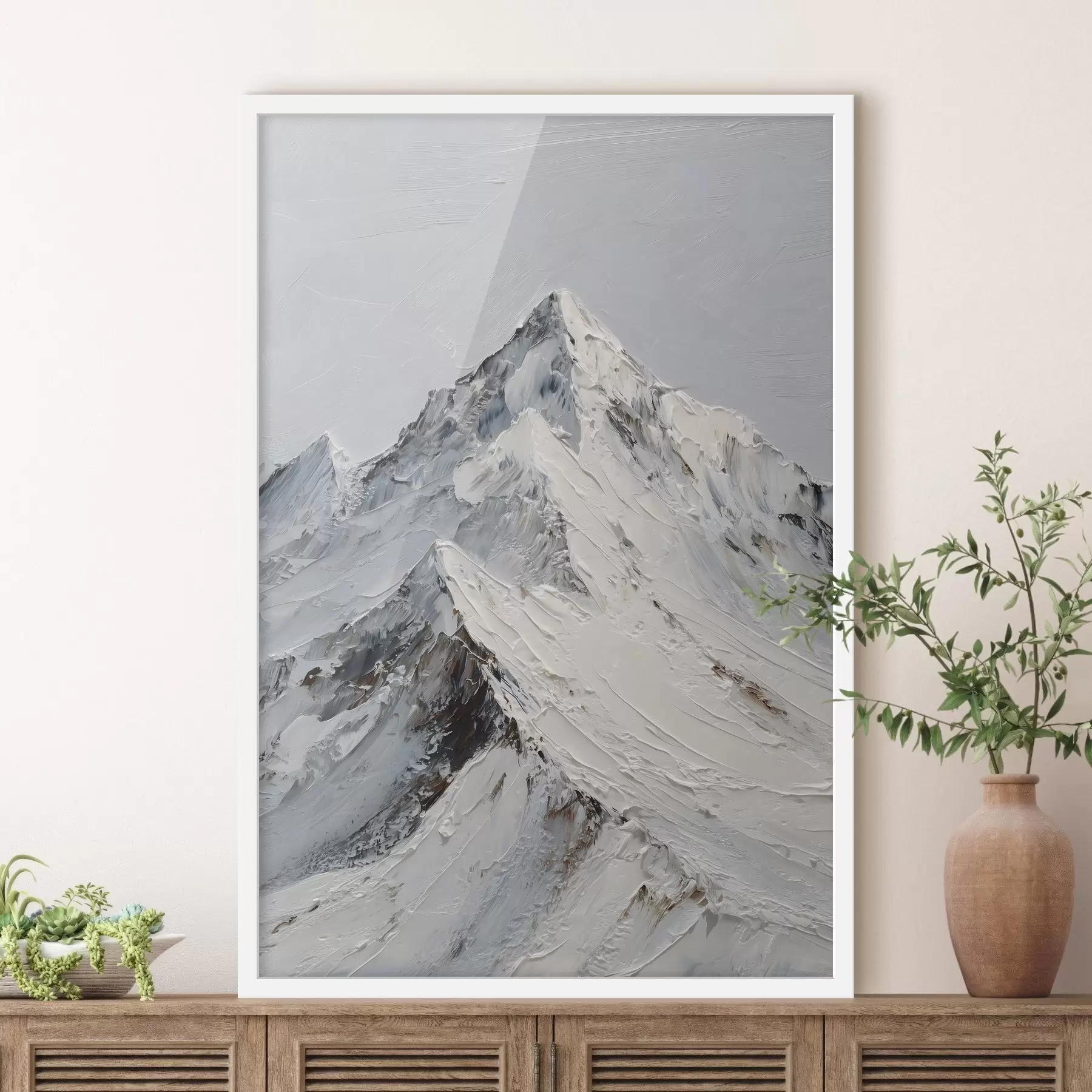 Fototapeta Ośnieżone szczyty górskie w stylu impasto f49460