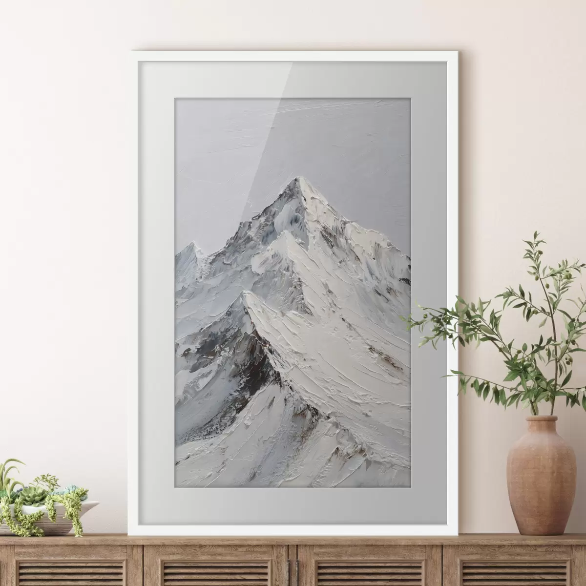 Plakat Ośnieżone szczyty górskie w stylu impasto f49460