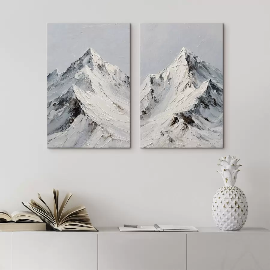 Fototapeta Ośnieżone szczyty górskie w stylu impasto m30589