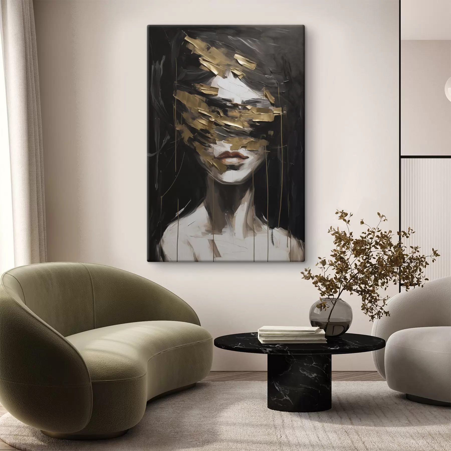 Obraz Abstrakcyjny portret kobiety naśladujący malarstwo s49506