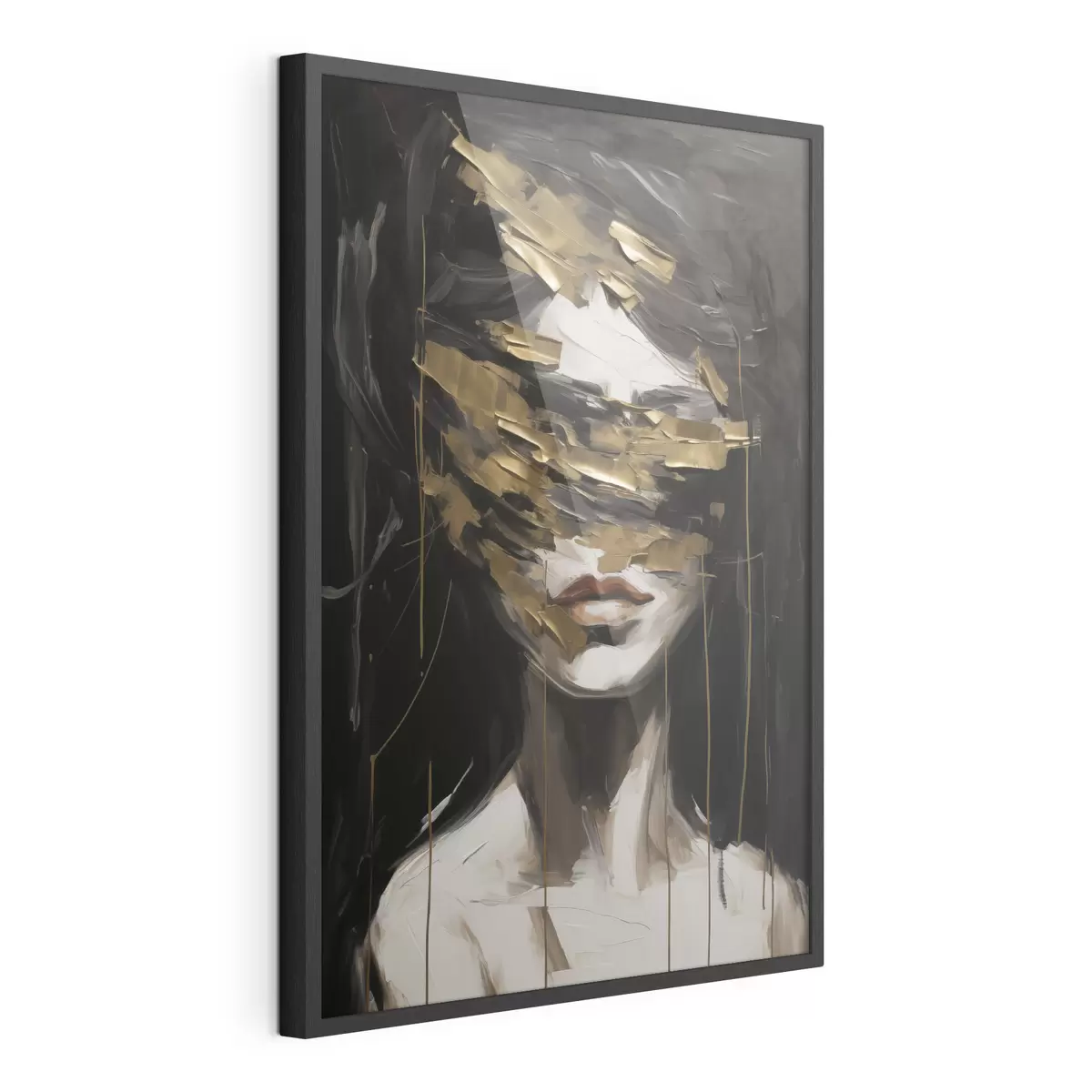 Plakat Abstrakcyjny portret kobiety naśladujący malarstwo f49506