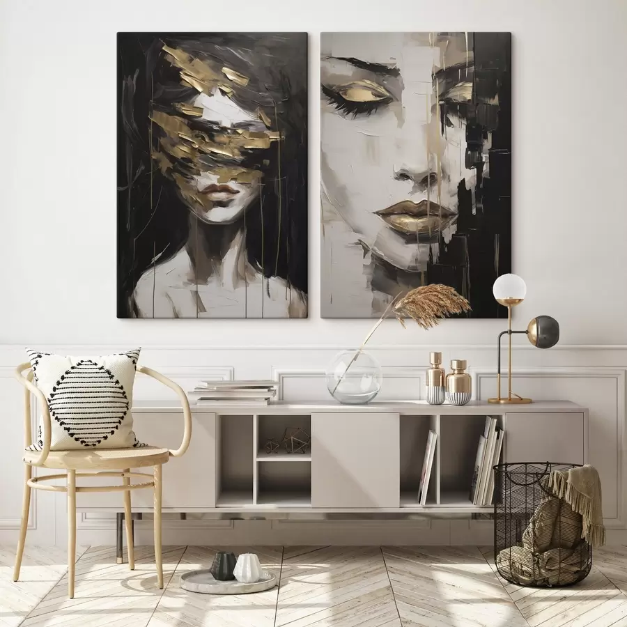 Obraz Abstrakcyjny portret kobiety naśladujący malarstwo m30594