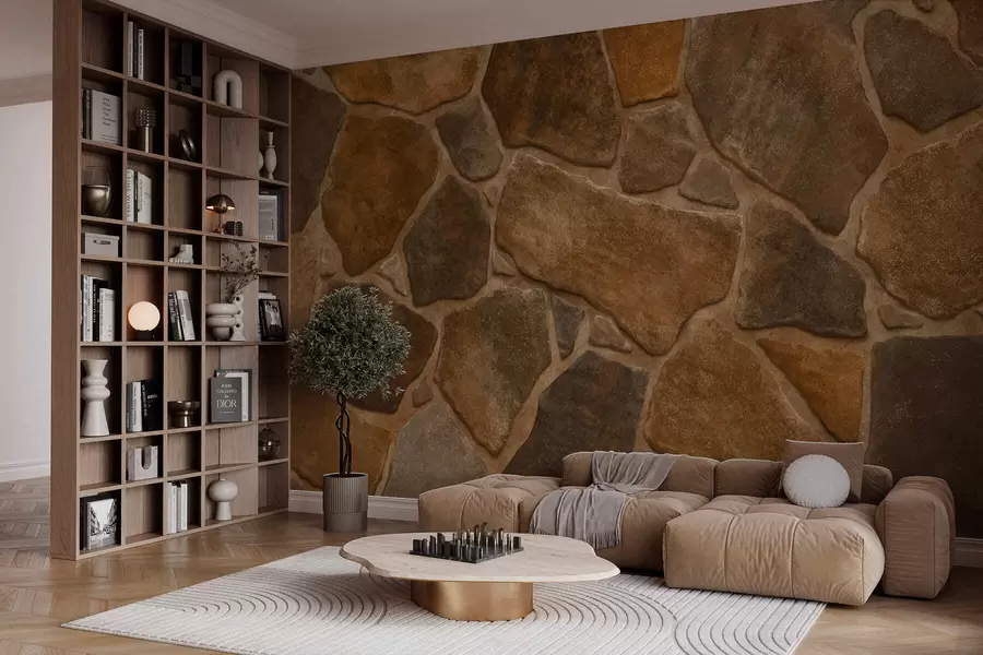 Fototapeta Tekstura muru z kamienia naturalnego o nieregularnych kształtach w05690