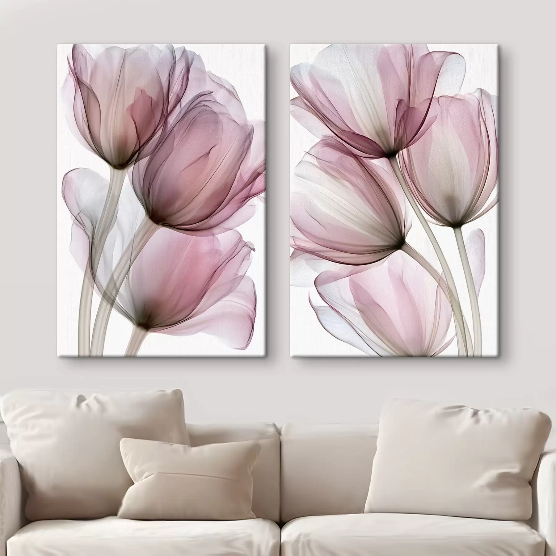 Obraz eleganckie, półprzezroczyste tulipany m30623