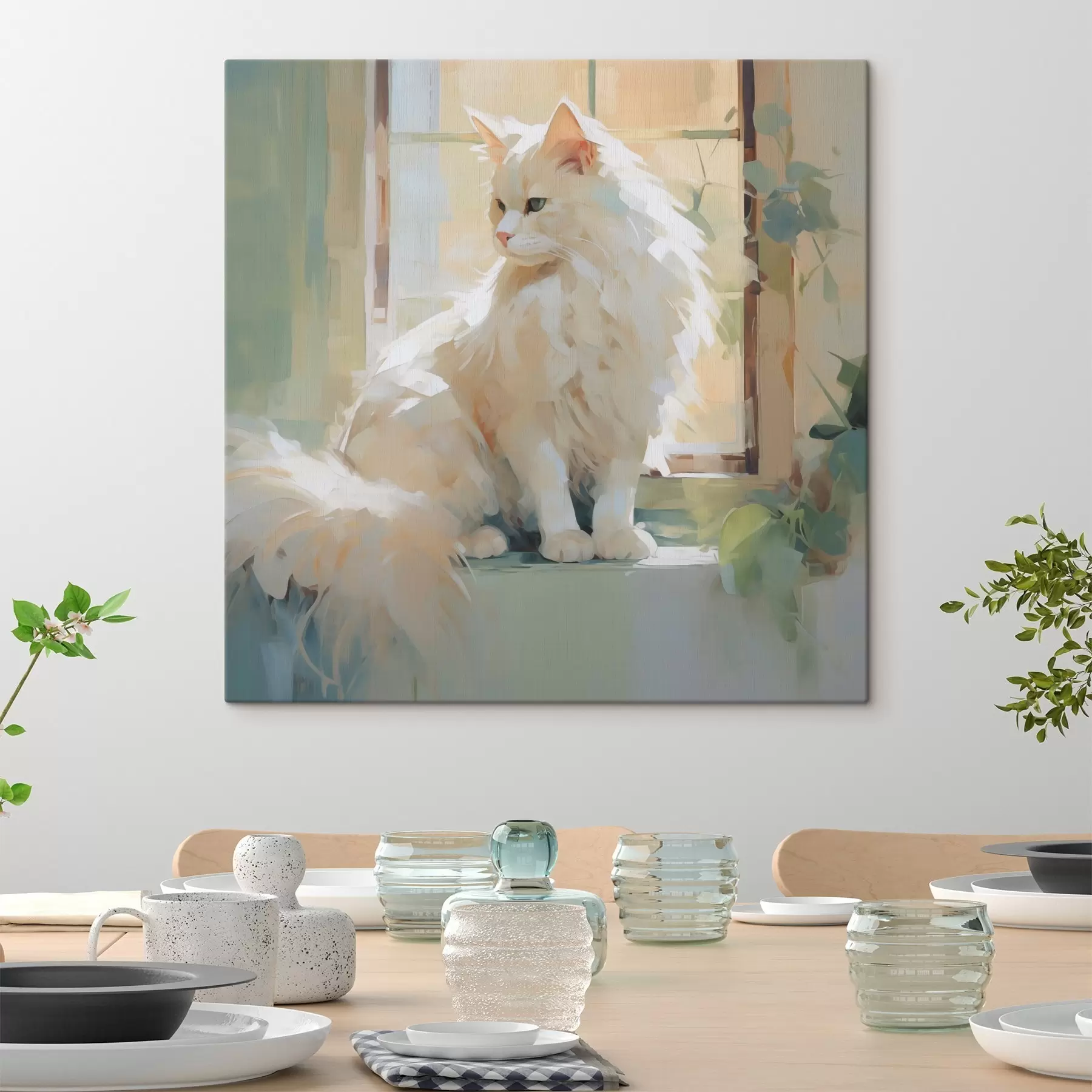 Obraz Kot siedzi przy oknie – imitacja obrazu s49603