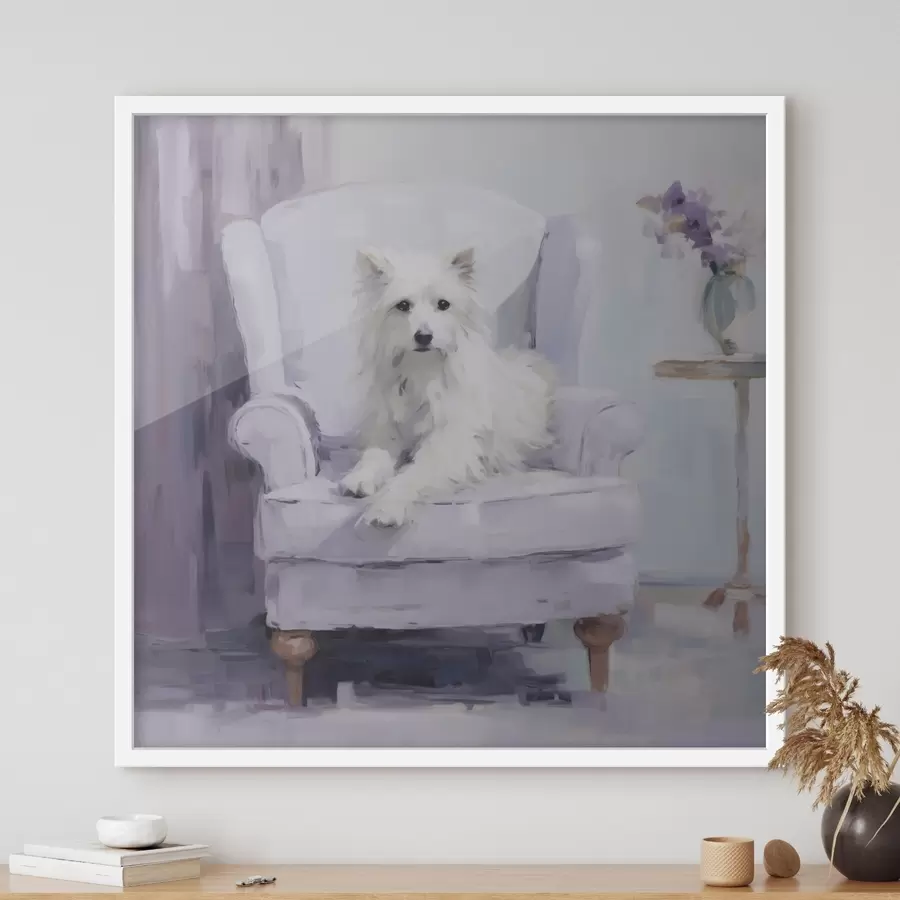 Fototapeta Pies na krześle, imitacja obrazu f49596