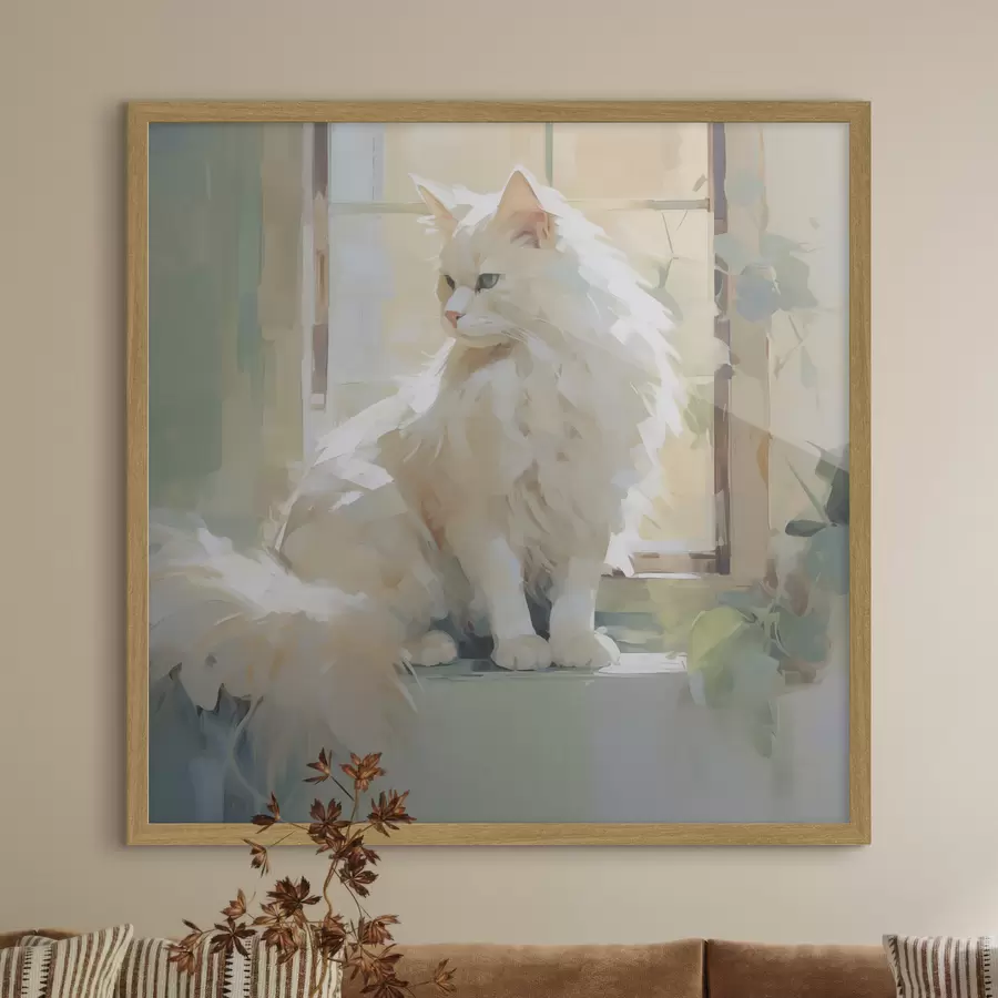 Fototapeta Kot siedzi przy oknie – imitacja obrazu f49603