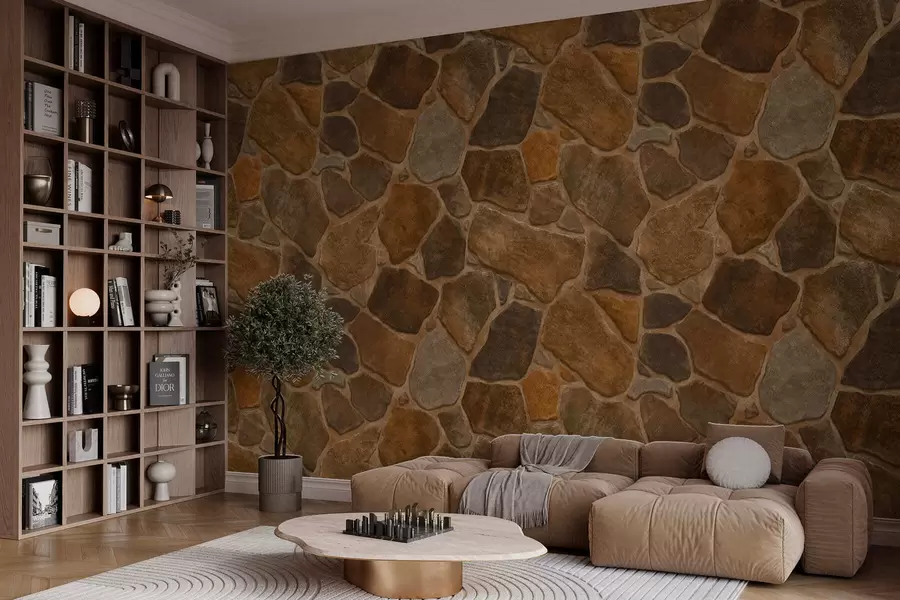 Fototapeta Wzór z kamienia naturalnego w ciepłych odcieniach w05691