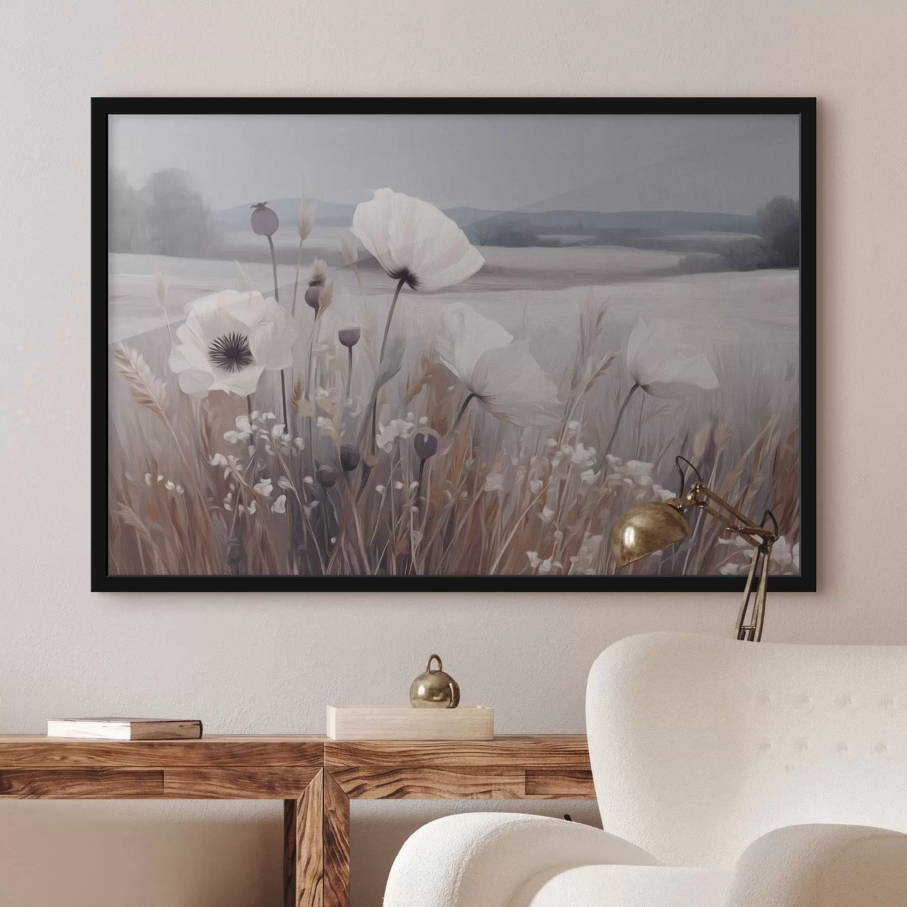 Fototapeta Jasne polne kwiaty w spokojnym krajobrazie f49680
