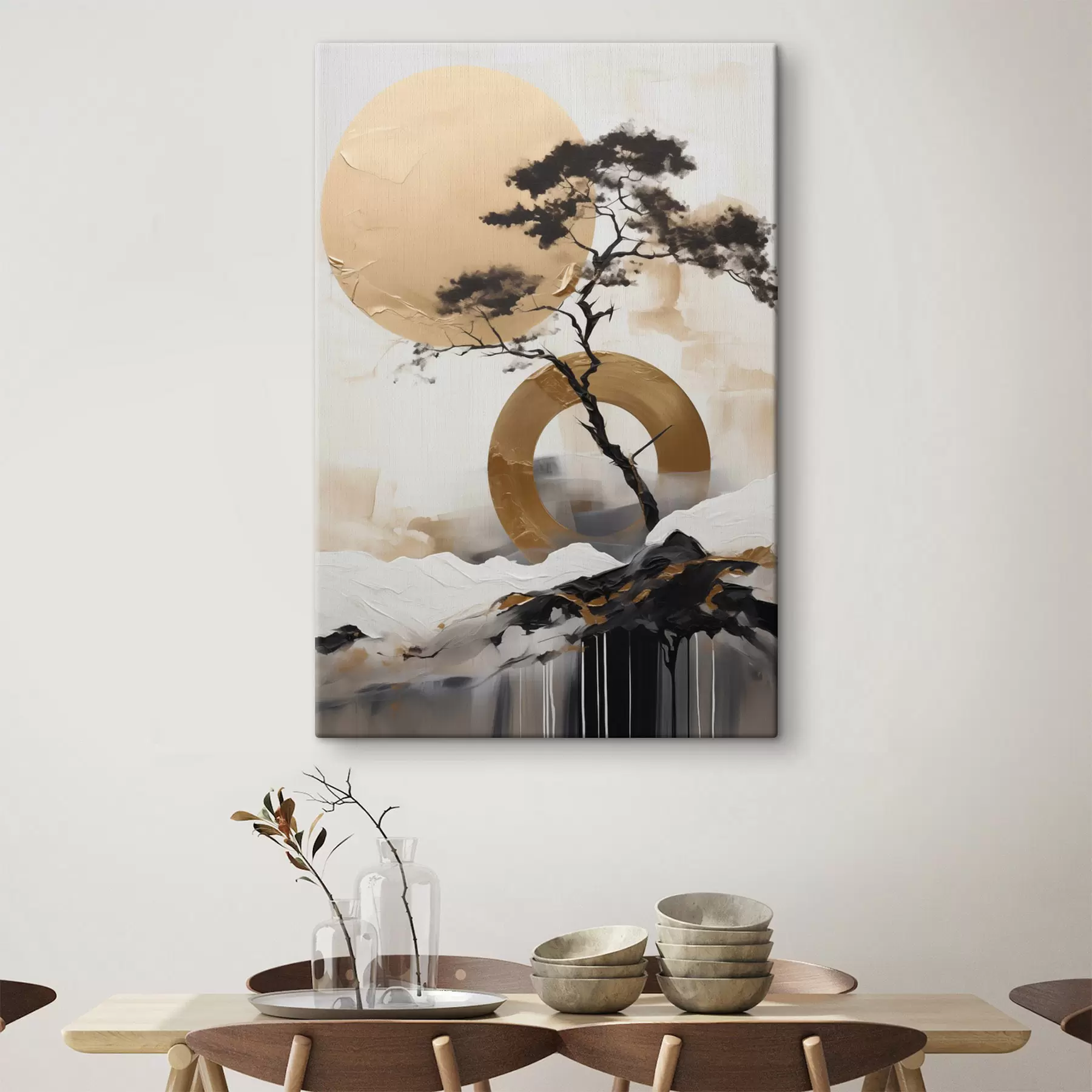 Obraz Ozdobne drzewko bonsai, obraz w stylu abstrakcyjnym s49786