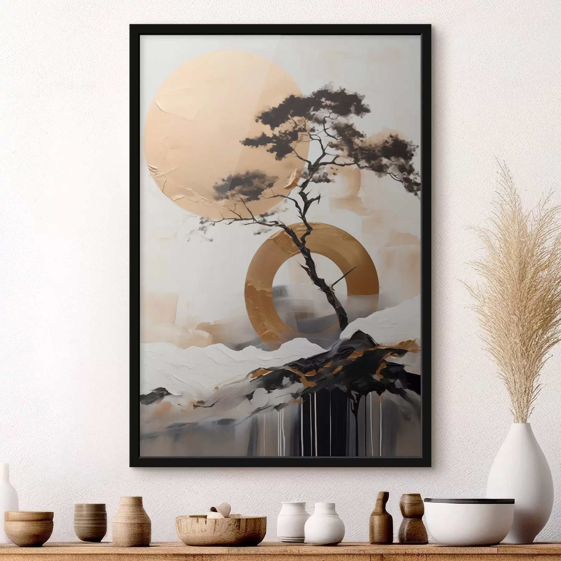 Fototapeta Ozdobne drzewko bonsai, obraz w stylu abstrakcyjnym f49786