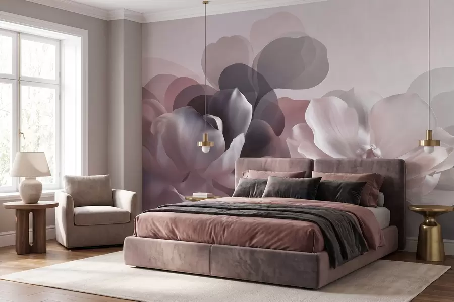 Fototapeta Abstrakcyjna kompozycja kwiatowa z motywem magnolii w09930