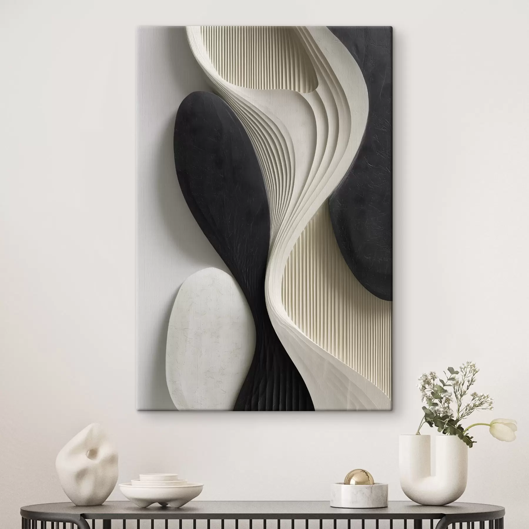 Obraz Imitacja architektonicznej sztuki reliefowej; organiczna, abstrakcyjna geometria. s49874