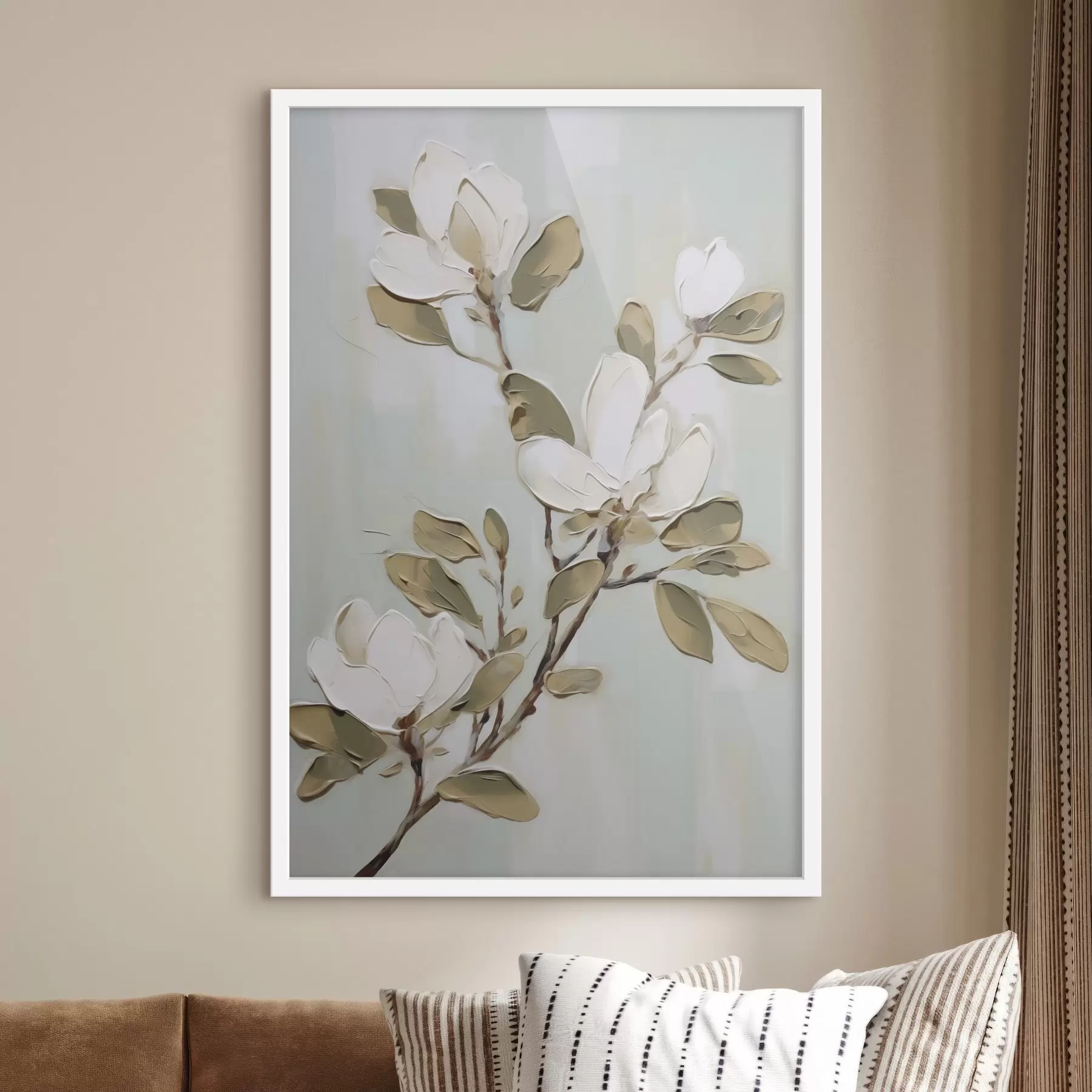 Fototapeta Gałązka kwiatów magnolii, imitacja obrazu f49902