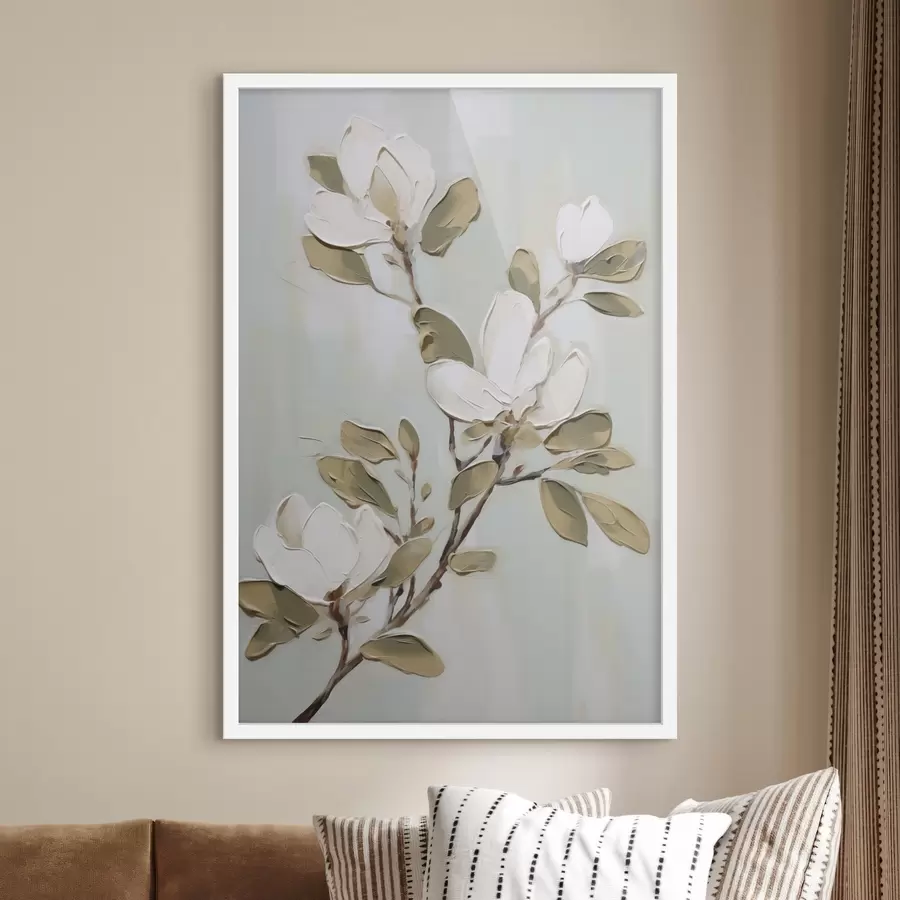 Fototapeta Gałązka kwiatów magnolii, imitacja obrazu f49902