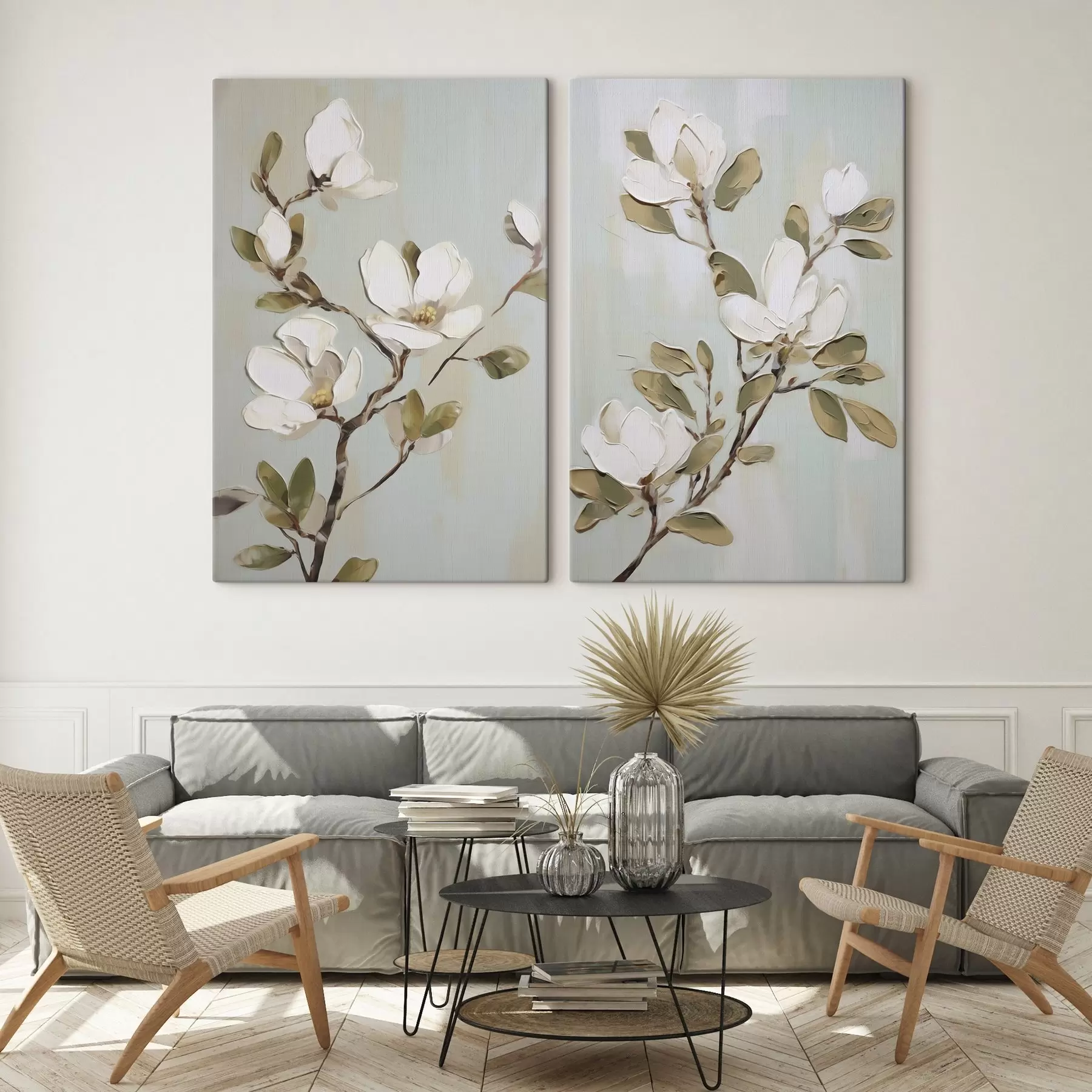 Obraz Gałązka kwiatów magnolii, imitacja obrazu m30734