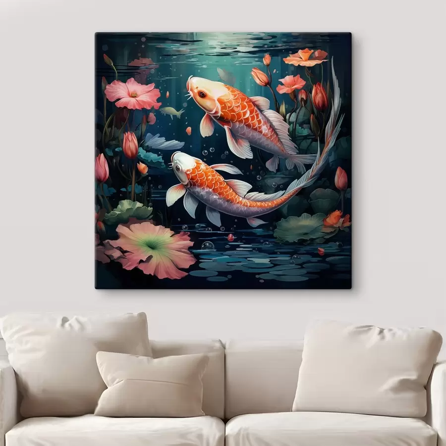 Fototapeta Karp koi z lotosami s50038