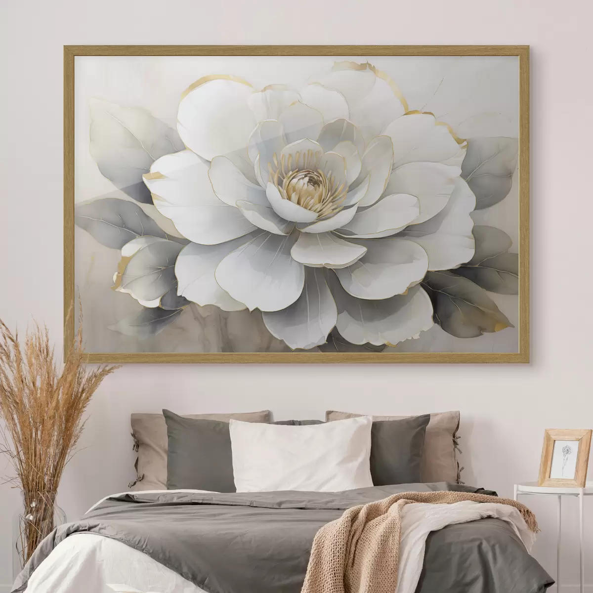 Plakat Biała piwonia f50025