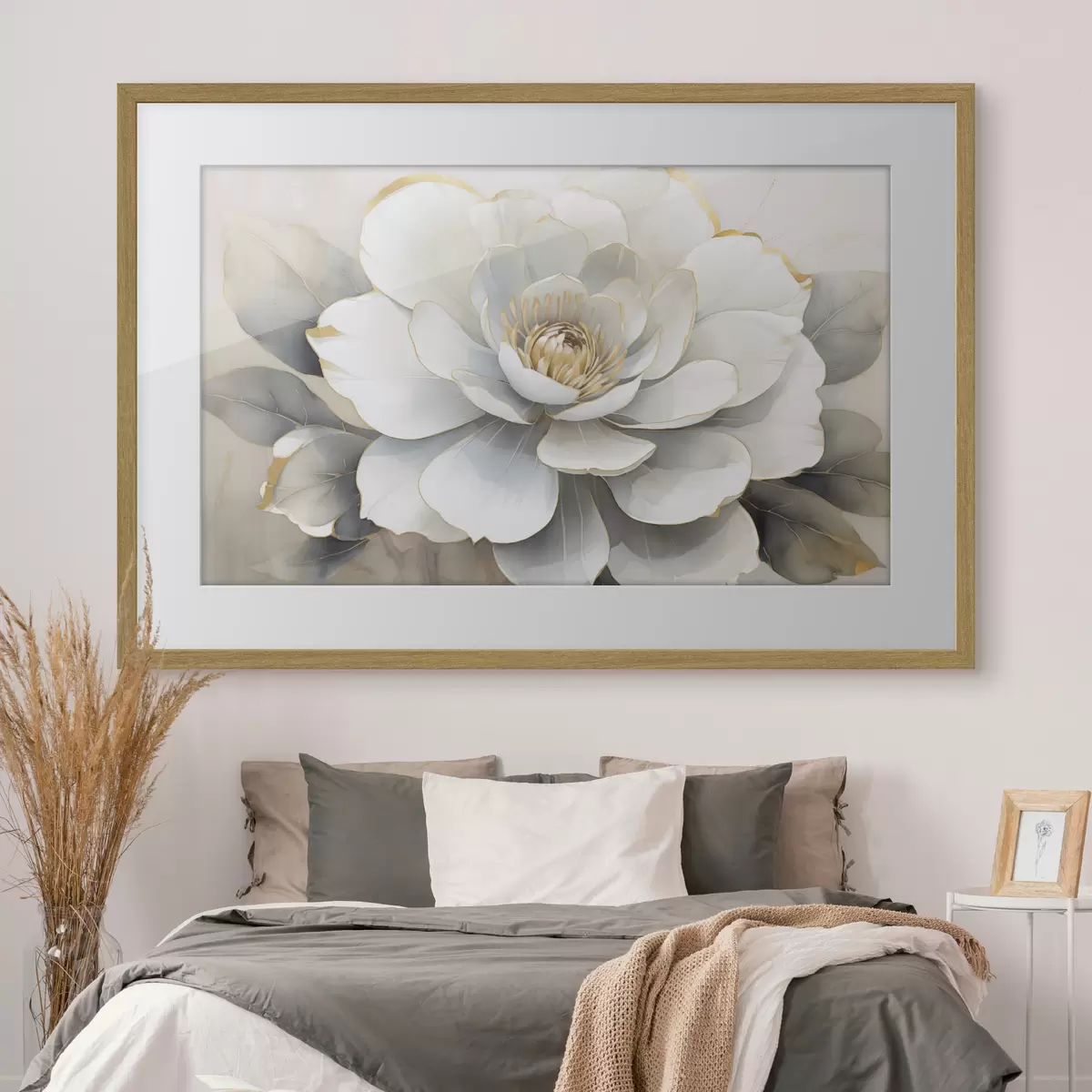 Plakat Biała piwonia f50025