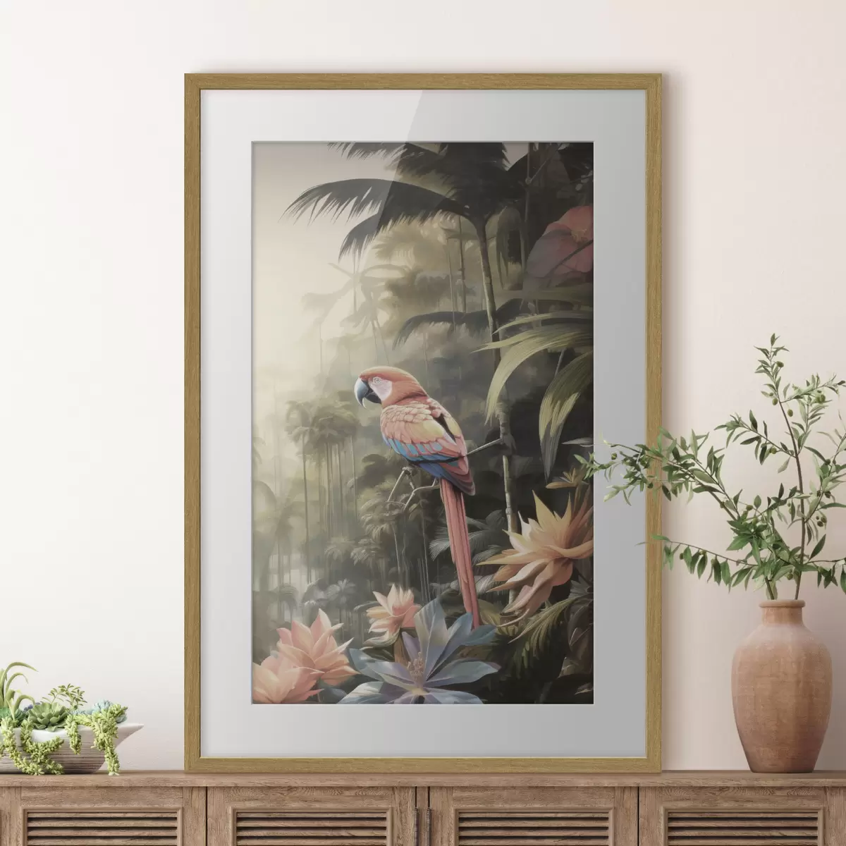 Plakat Tropikalne flamingi f50027