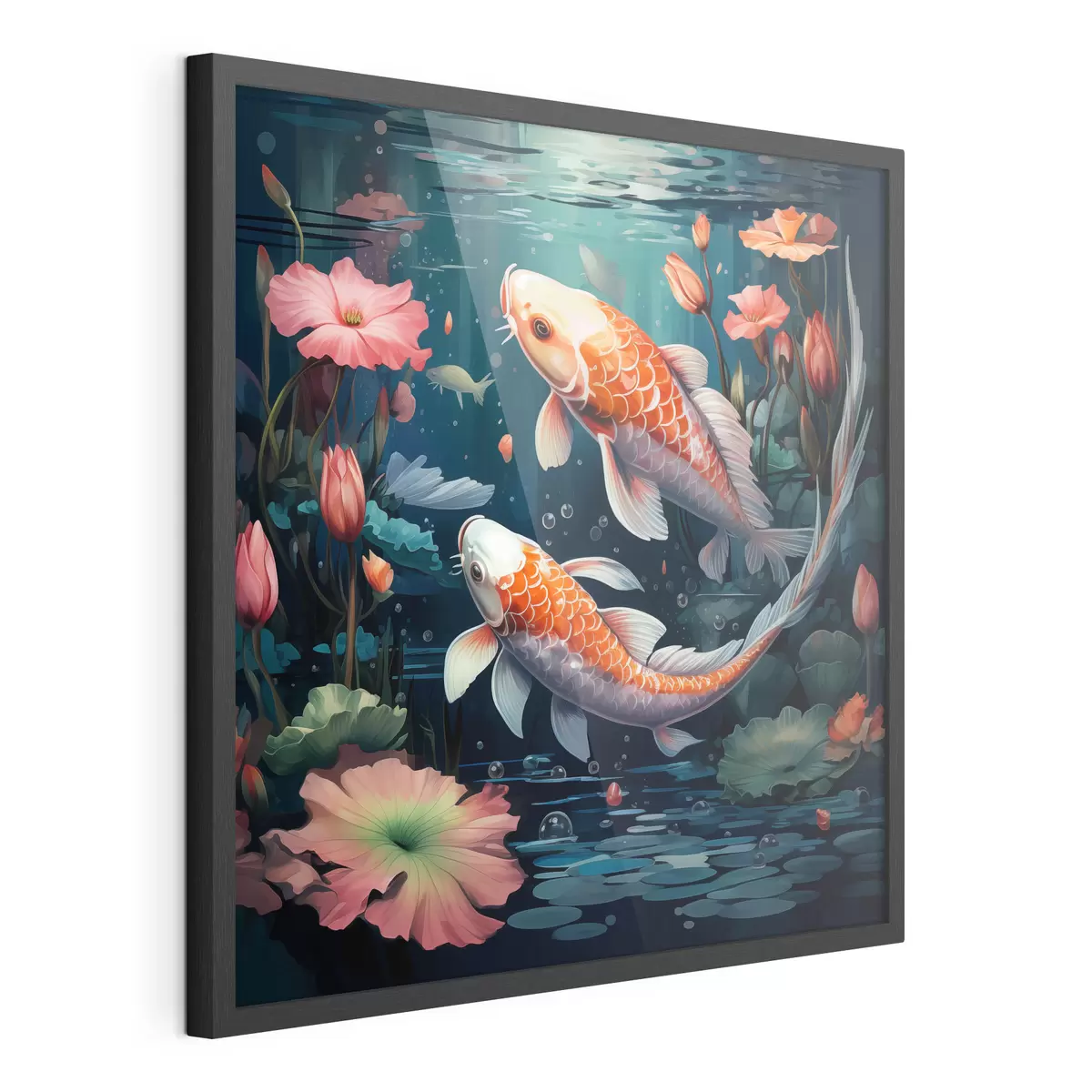Plakat Karp koi z lotosami f50038