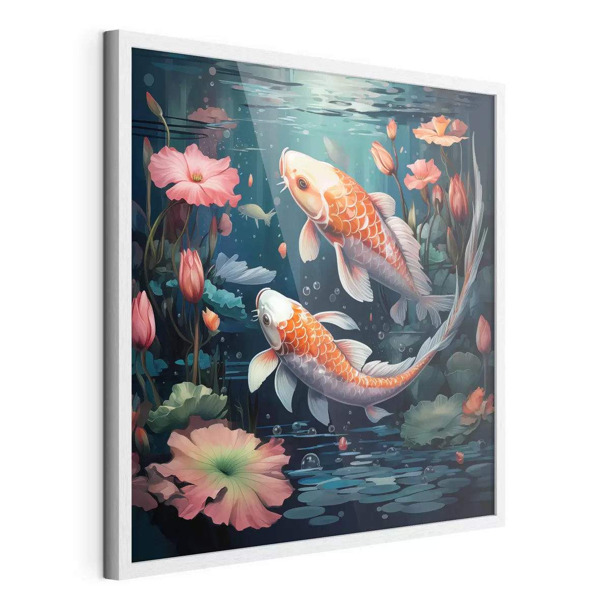 Plakat Karp koi z lotosami f50038