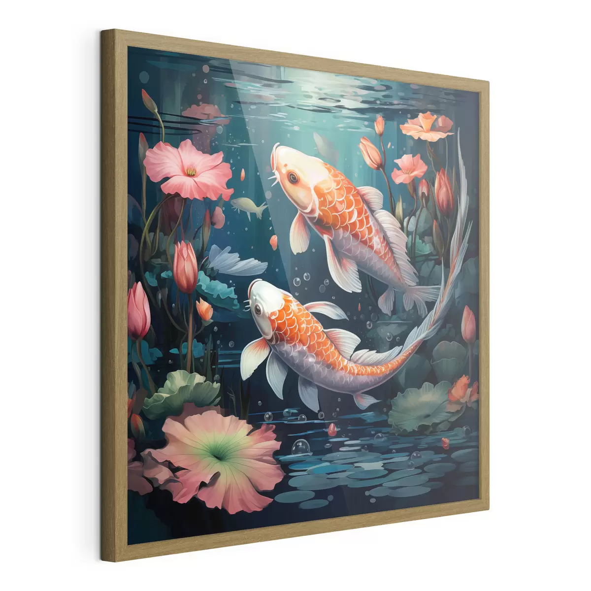 Plakat Karp koi z lotosami f50038