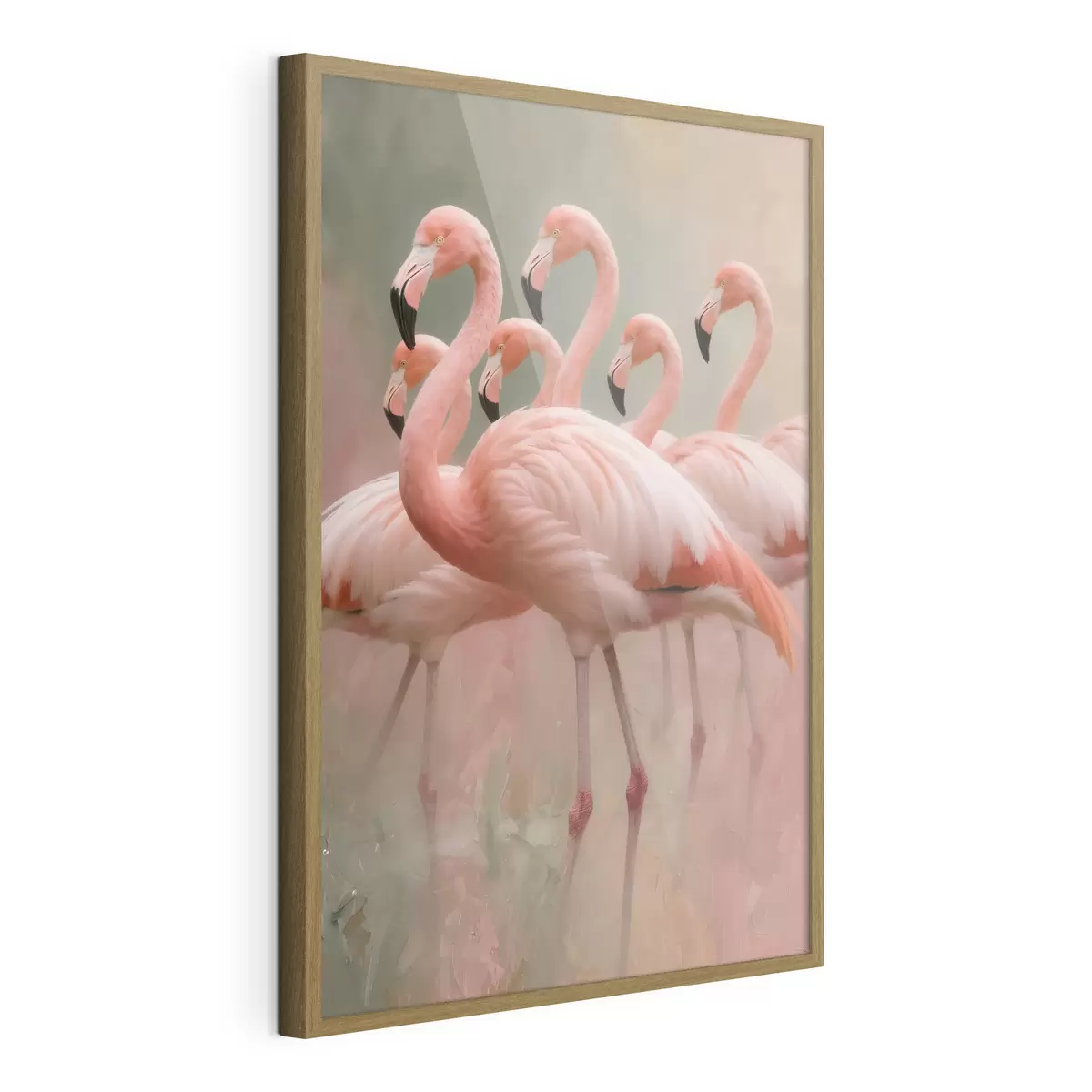 Plakat Ozdobny portret stada flamingów w stylu malarstwa współczesnego f49727