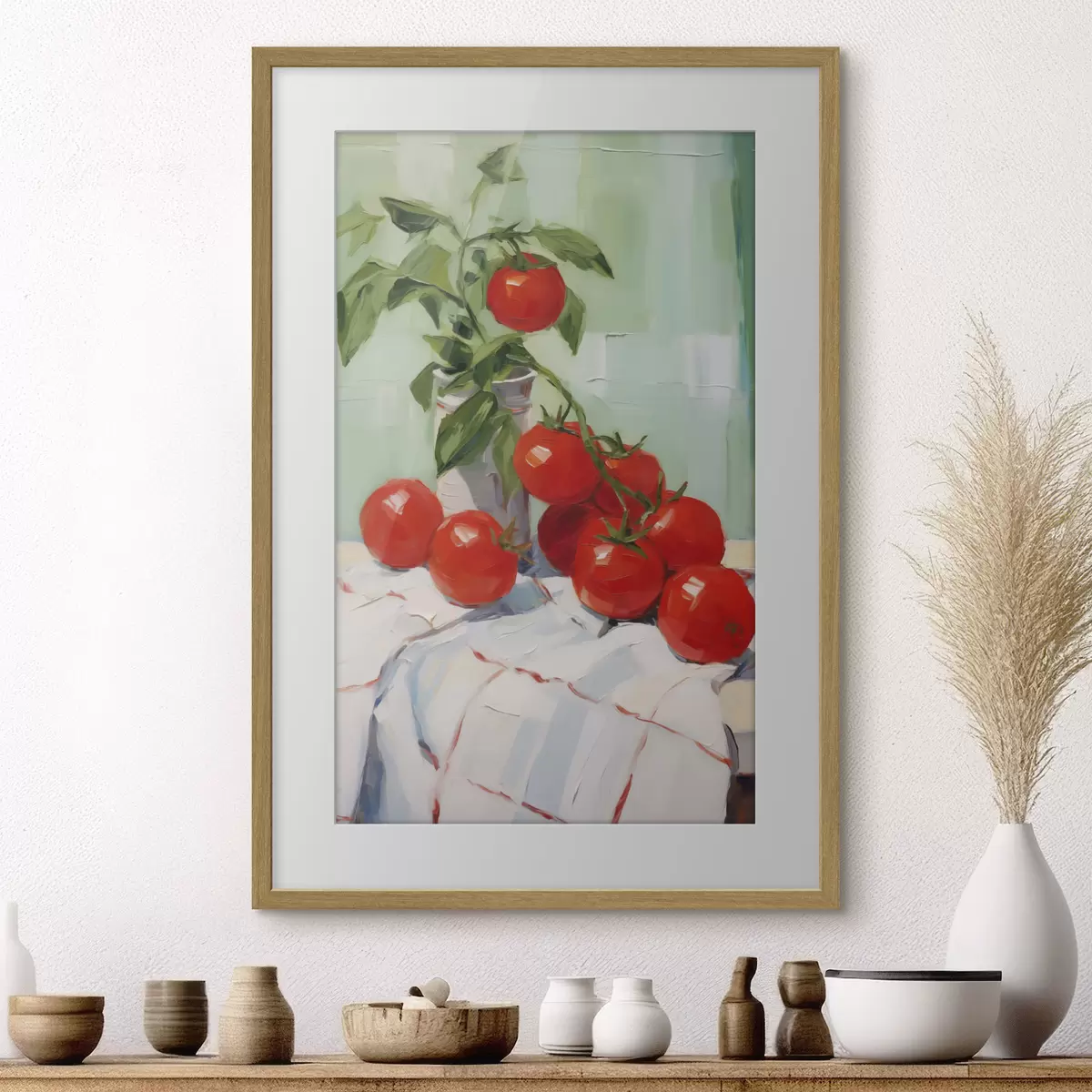 Plakat Pomidory na obrusie, imitacja obrazu f50063