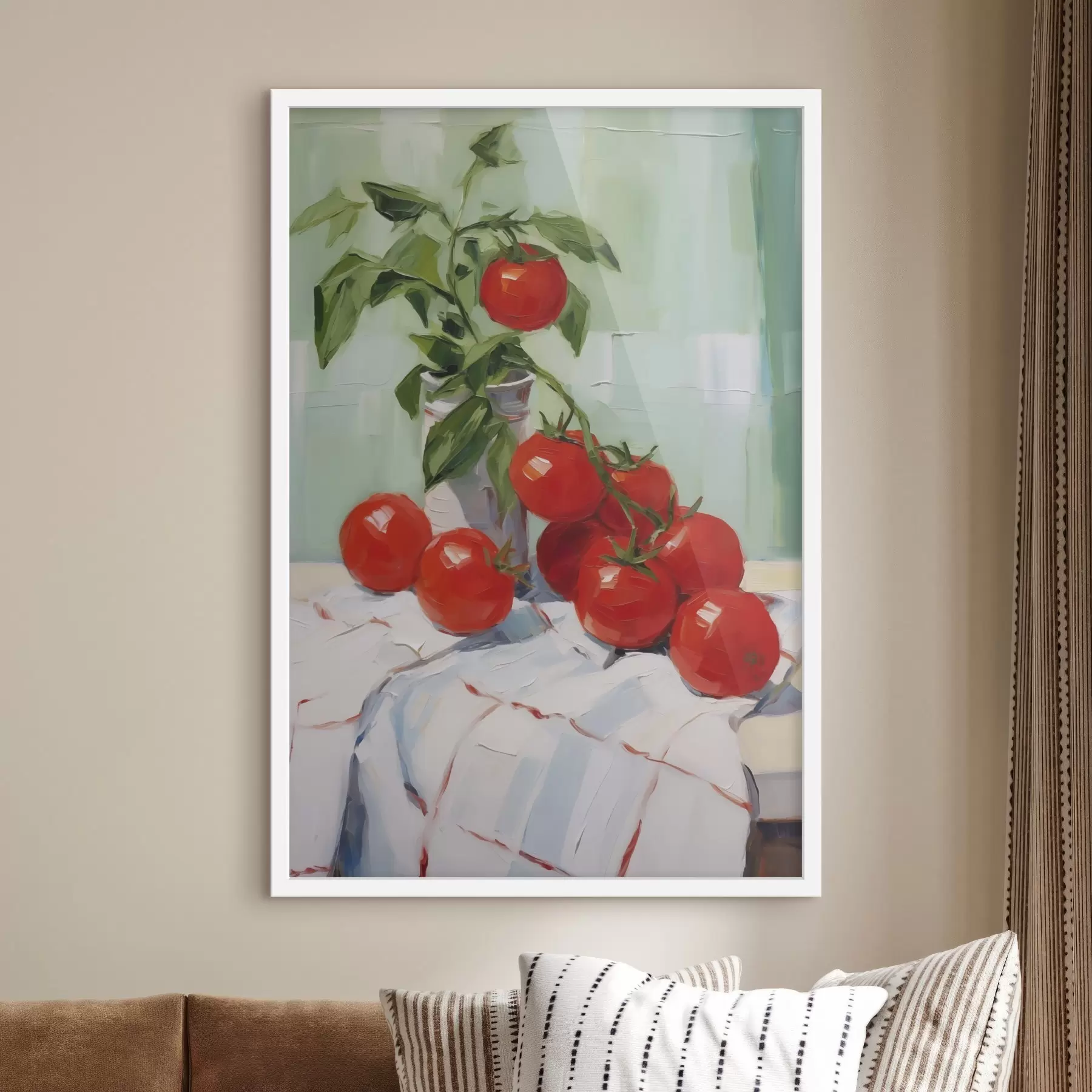 Fototapeta Pomidory na obrusie, imitacja obrazu f50063