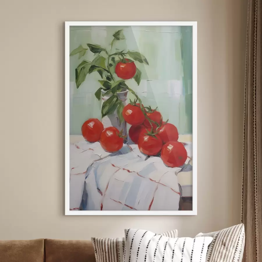 Fototapeta Pomidory na obrusie, imitacja obrazu f50063