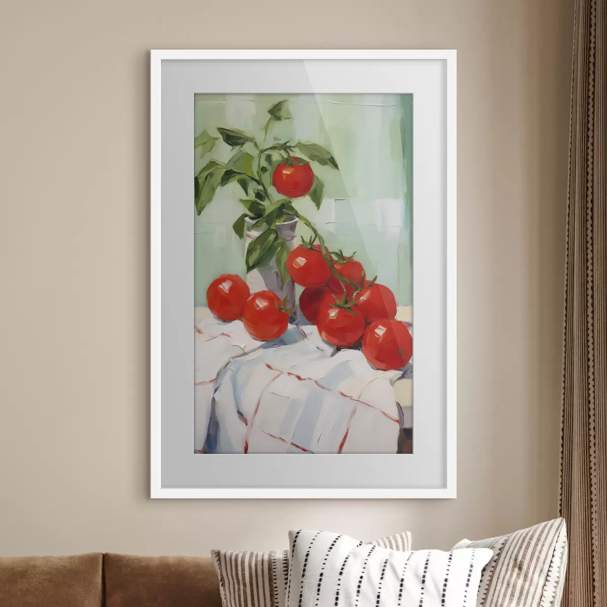 Plakat Pomidory na obrusie, imitacja obrazu f50063