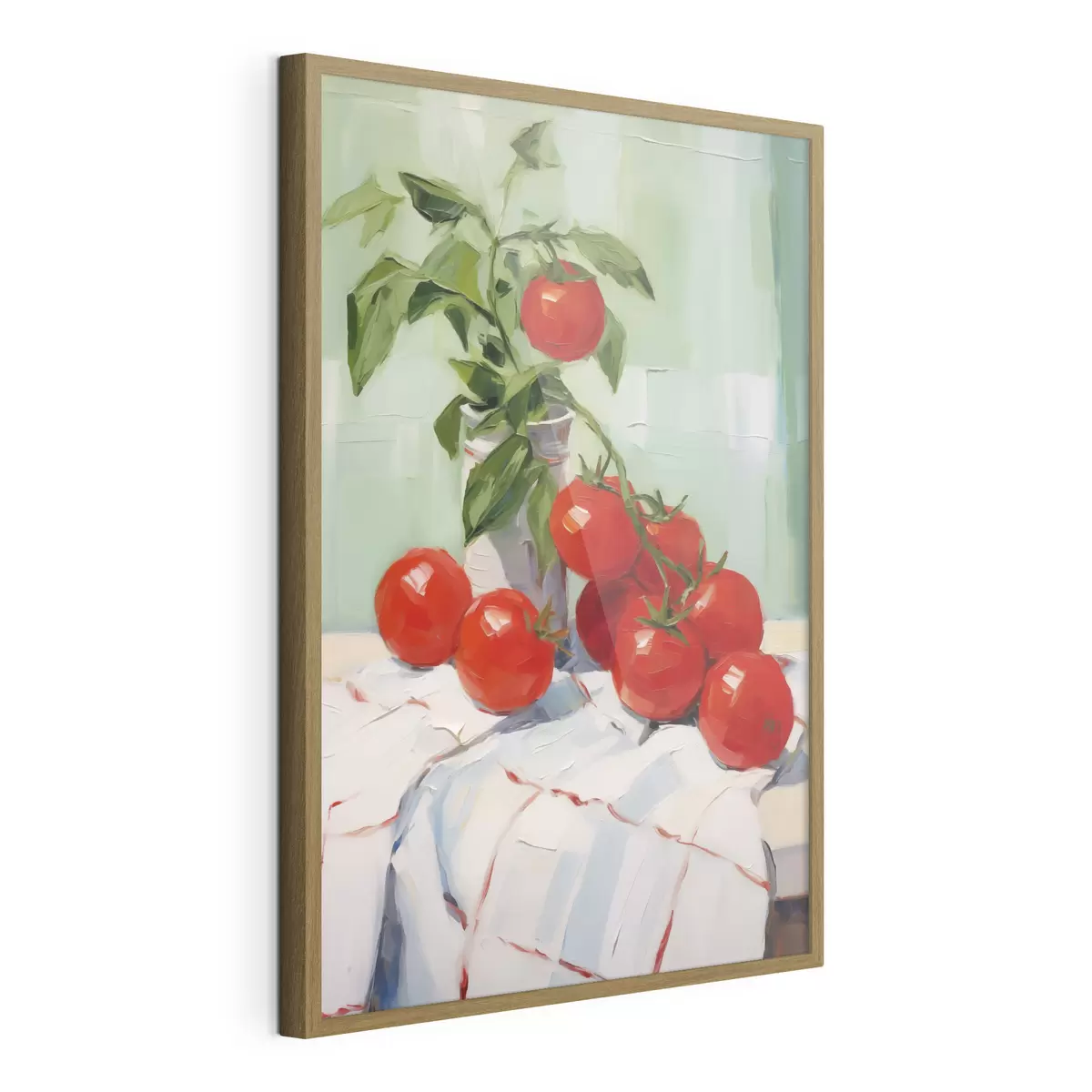 Plakat Pomidory na obrusie, imitacja obrazu f50063