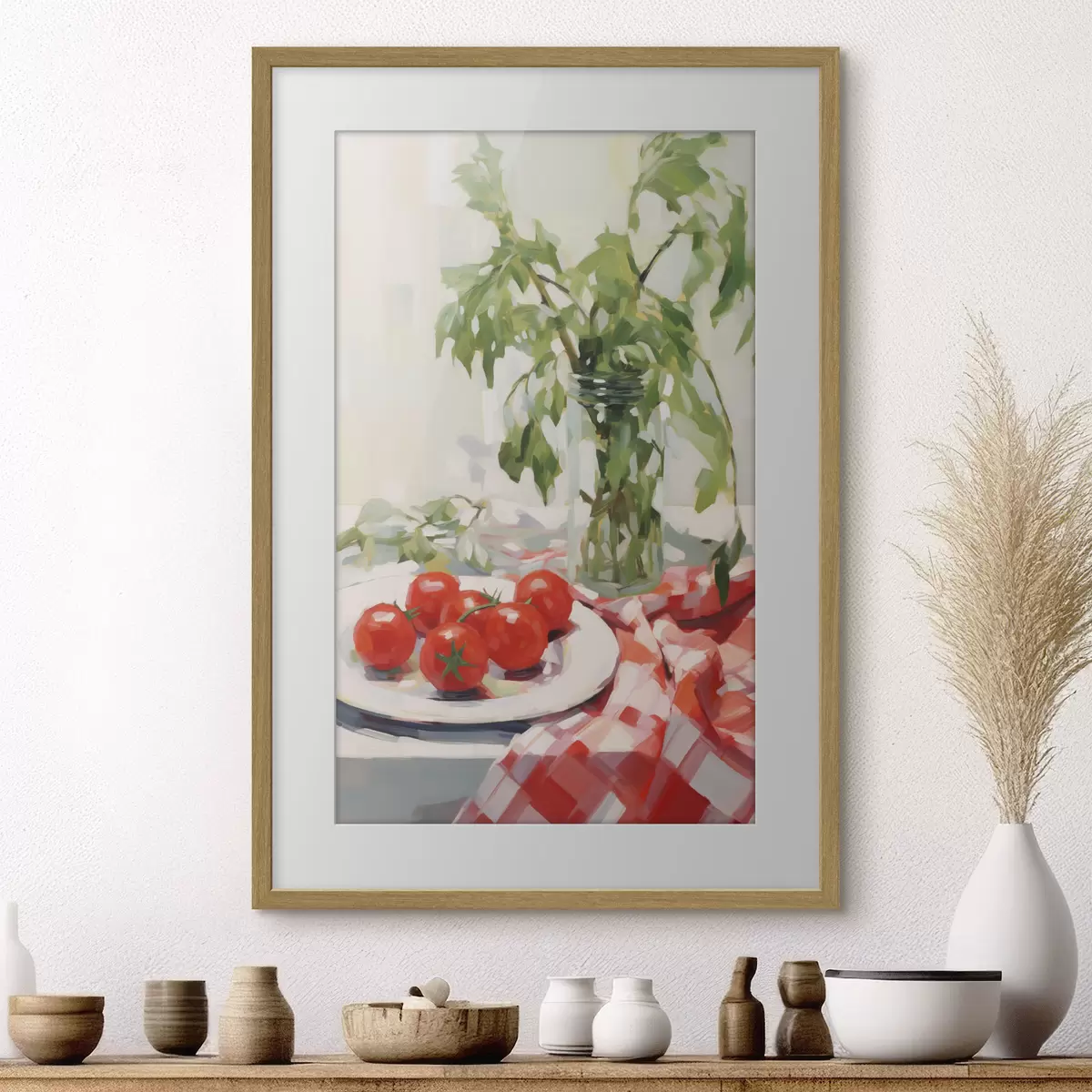 Plakat Pomidory na talerzu, imitacja obrazu f50064