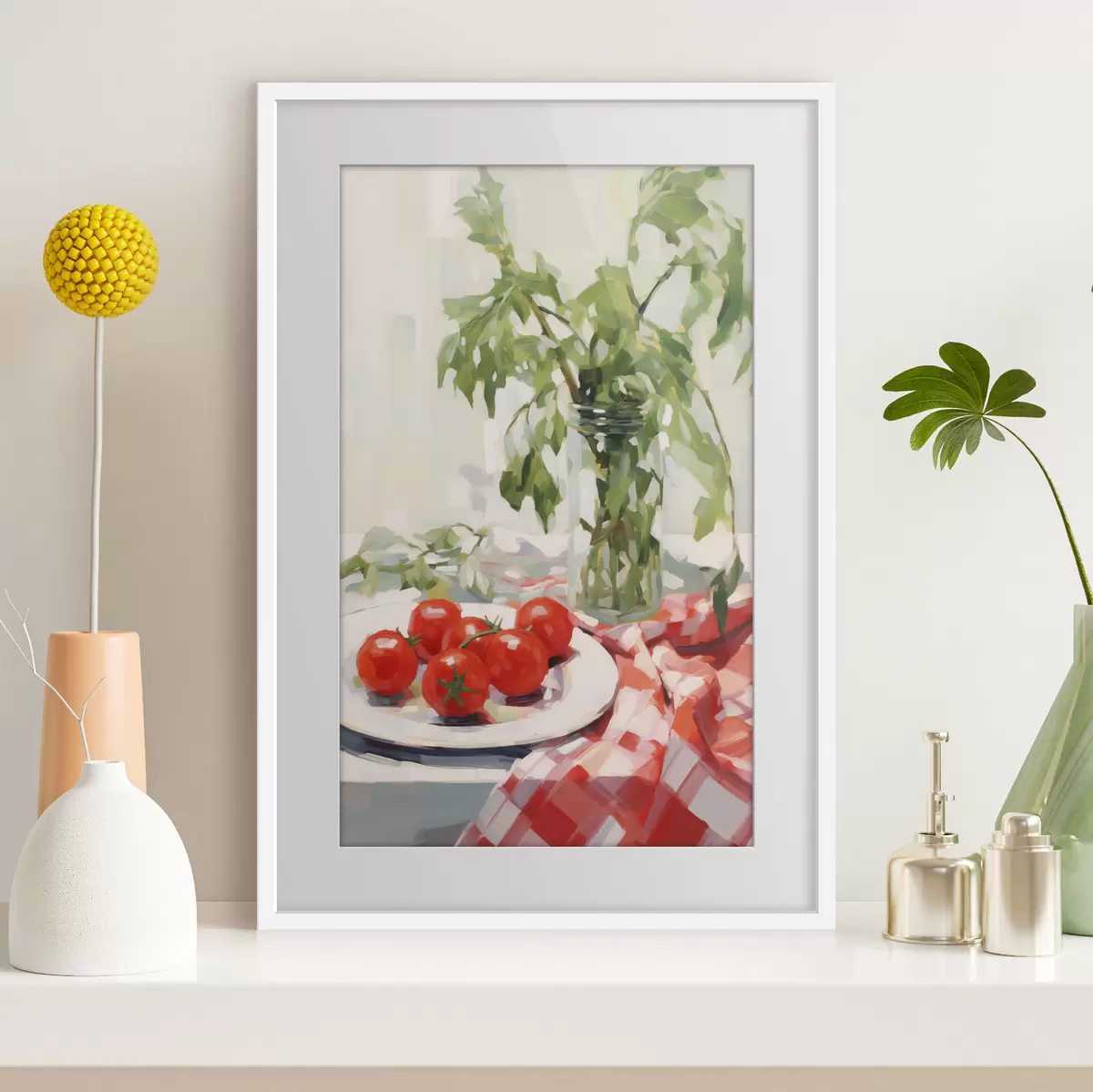Plakat Pomidory na talerzu, imitacja obrazu f50064